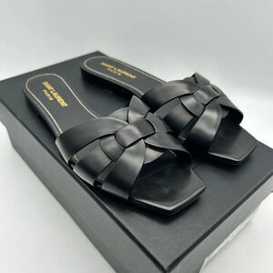YSL Saint Laurent tribute flat slides  black 37 worn a few times. Good condition